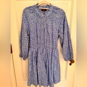 J. Crew Blue Floral Liberty Fabric Long Sleeve Dress